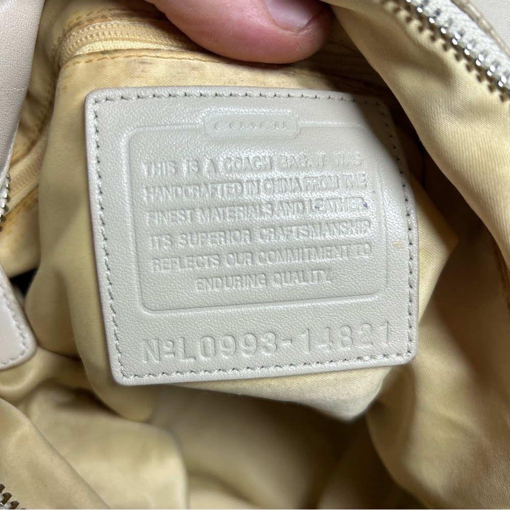 Vintage Y2k Coach Brooke Cream Leather Hobo Shoulder Bag 1482 Reptile Trim RARE - Picture 11 of 12